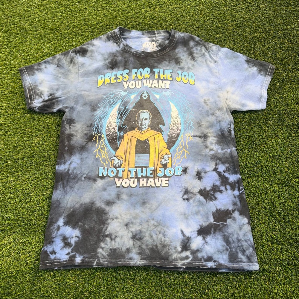 Star Wars Mad Engine Emperor Palpatine Tie Dye Graphic T-Shirt Small Blue Black